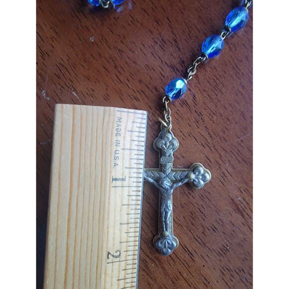 Vintage Rosary Blue Crystal Beads - Picture 5 of 5